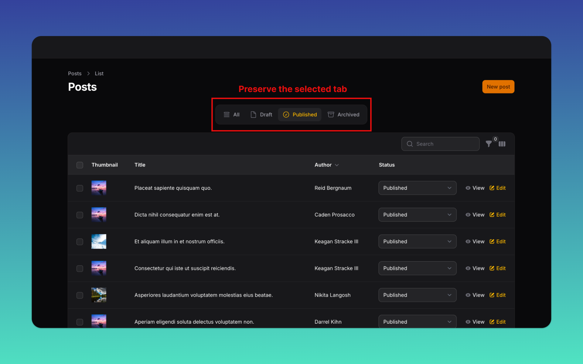 Preserve the selected tab after a page refresh