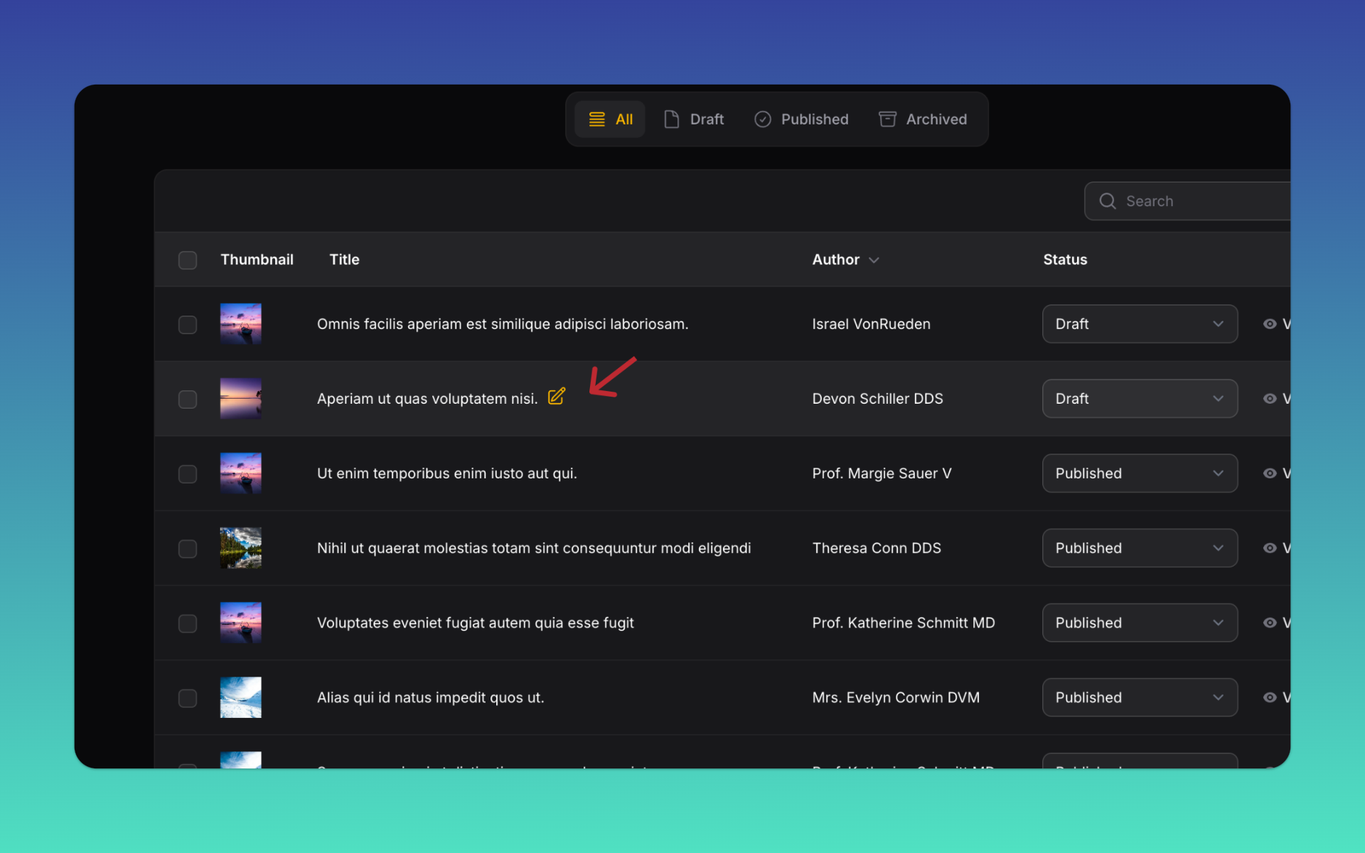 Custom table column with inline action