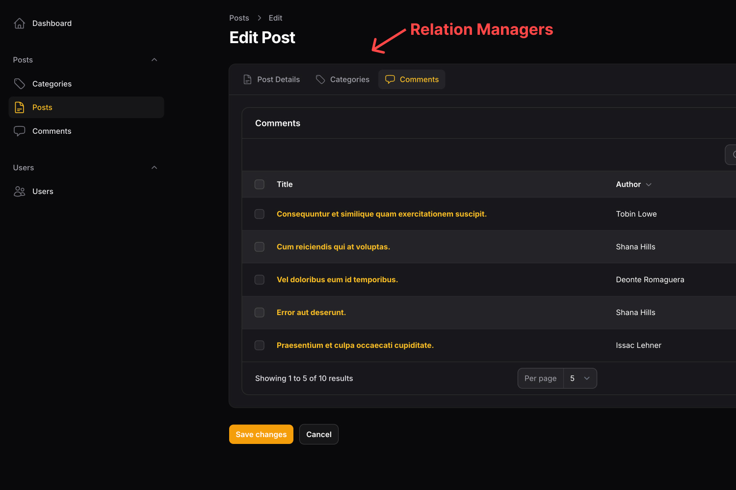 Relation Managers into form tabs using Livewire